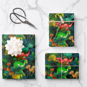 Feuille De Papier Cadeau Parc de dinosaures