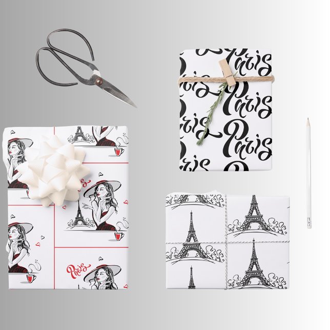 Feuille De Papier Cadeau Paris Lover Trio (Créateur téléchargé)