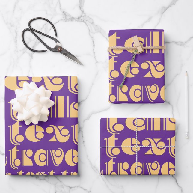 Feuille De Papier Cadeau Parler Texte Voyage Purple Cadeau (Recto)