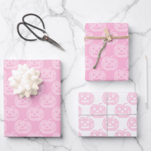Feuille De Papier Cadeau Parti d'Halloween Citrouille rose mignon