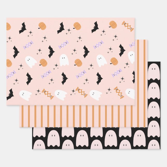 Feuille De Papier Cadeau Parti d'Halloween Spooktaculaire moderne (Lot)