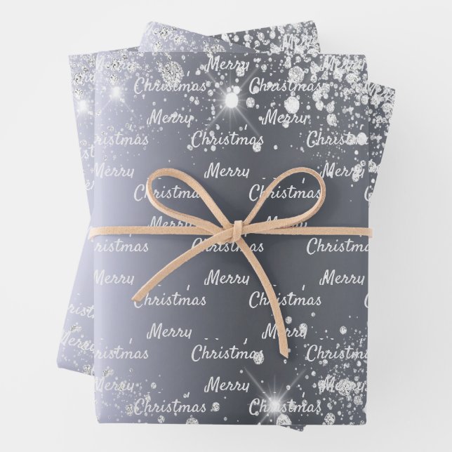 Feuille De Papier Cadeau Parties scintillant argent de Noël (En situation)