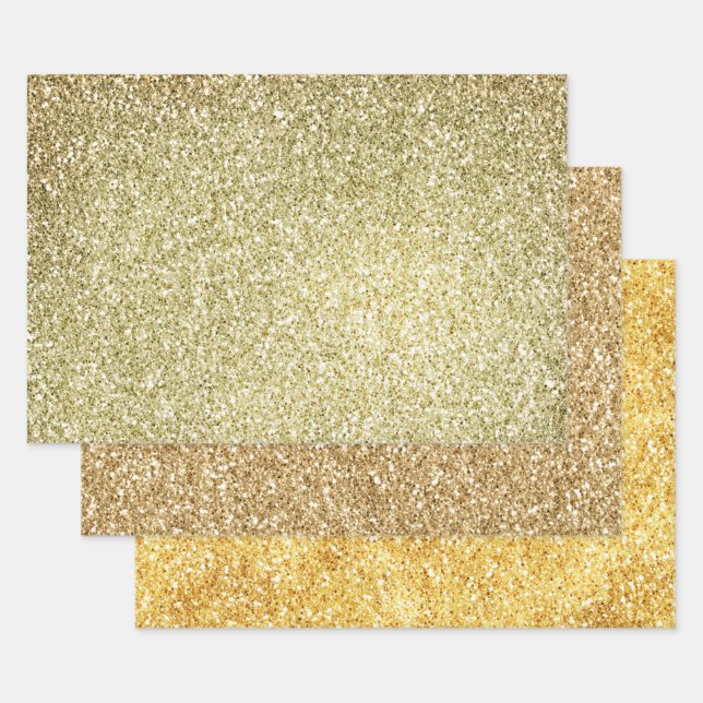 Feuille De Papier Cadeau Parties scintillant brillante jaune or (Lot)