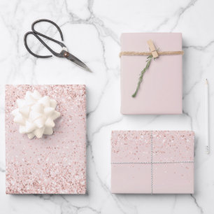 Feuille De Papier Cadeau Parties scintillant brillante rose pâle