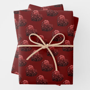 Feuille De Papier Cadeau Parties scintillant cardiaque scintille motif roug