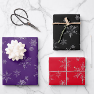 Feuille De Papier Cadeau Parties scintillant d'argent Snowflakes désorganis