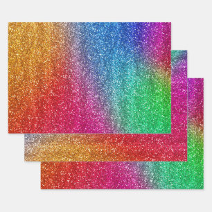 Feuille De Papier Cadeau Parties scintillant de dégradé arc-en-ciel
