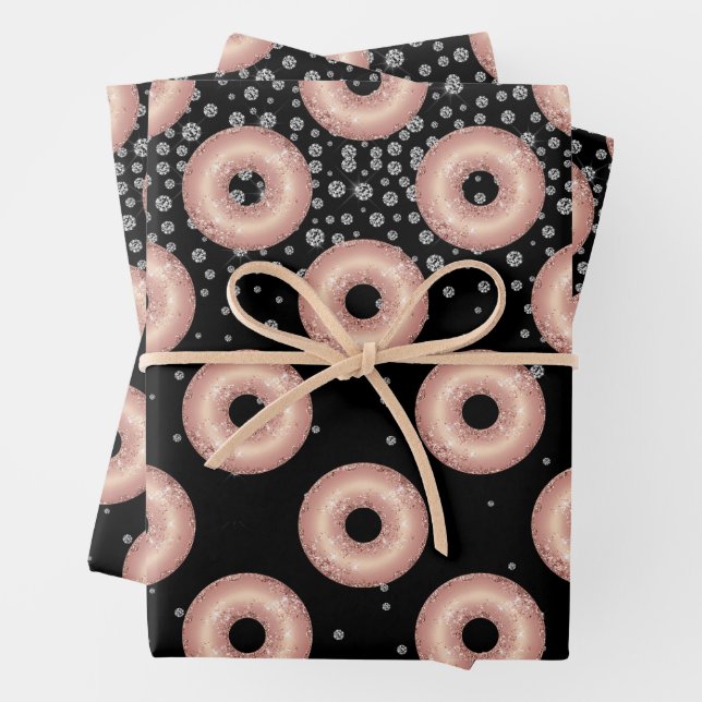 Feuille De Papier Cadeau Parties scintillant Donut Confetti Motif (En situation)