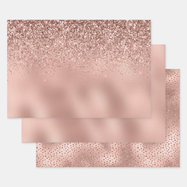 Feuille De Papier Cadeau Parties scintillant d'or Glam Rose (Lot)