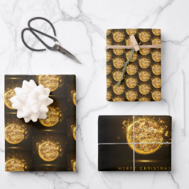 Feuille De Papier Cadeau Parties scintillant d'or ornement de Noël Élégant