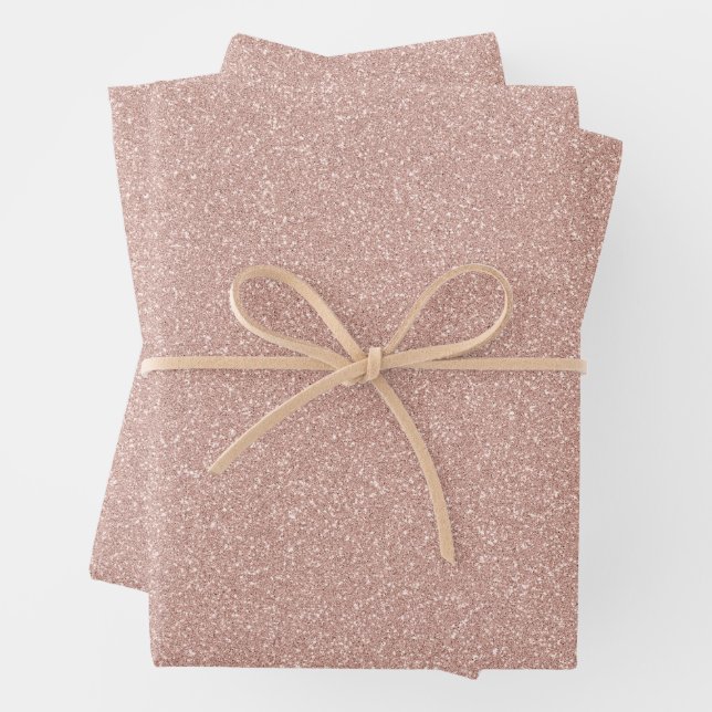 Feuille De Papier Cadeau Parties scintillant d'or Rose Faux (En situation)