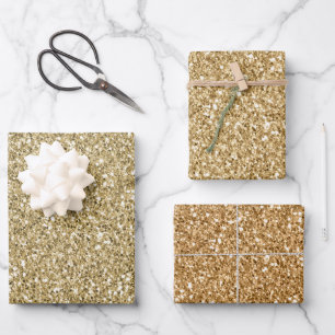Feuille De Papier Cadeau Parties scintillant dorée