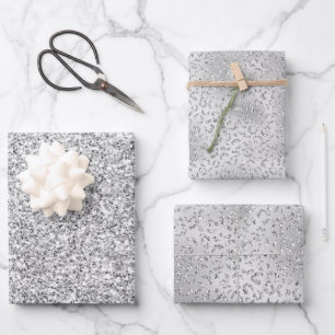 Feuille De Papier Cadeau Parties scintillant Empreinte de léopard argent Lu