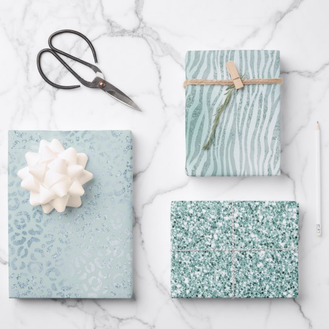 Feuille De Papier Cadeau Parties scintillant Empreinte de léopard de la Mon (Recto)