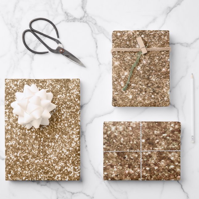 Feuille De Papier Cadeau Parties scintillant en bronze or (Recto)