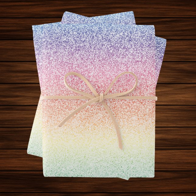 Feuille De Papier Cadeau Parties scintillant Faux tendance Rainbow Ombre él (Créateur téléchargé)