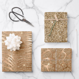 Feuille De Papier Cadeau Parties scintillant Glam Or Zebra Print