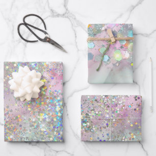 Feuille De Papier Cadeau Parties scintillant holographique du Mariage de l'