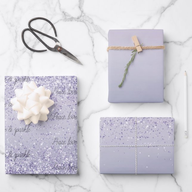 Feuille De Papier Cadeau Parties scintillant Ombre violette (Recto)