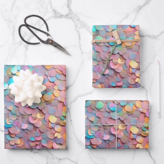 Feuille De Papier Cadeau Parties scintillant Opal Holographie Collection mo (Recto)
