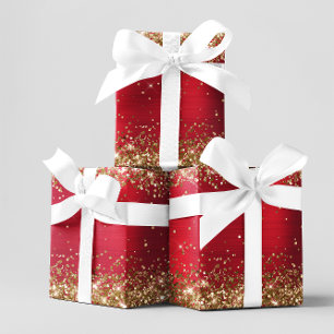 Feuille De Papier Cadeau Parties scintillant or brillant rouge Ombre Foil