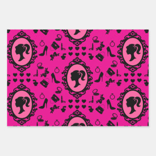 Feuille De Papier Cadeau Parties scintillant Poupée Anniversaire rose Glam 