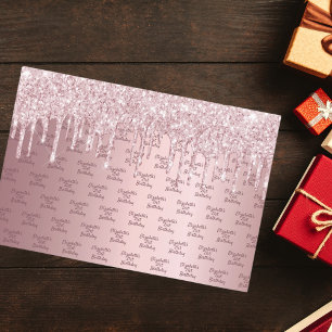 Feuille De Papier Cadeau Parties scintillant rose d'anniversaire gouttes ro