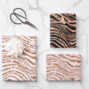 Feuille De Papier Cadeau Parties scintillant rose Gold Zebra
