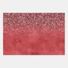 Feuille De Papier Cadeau Parties scintillant rouge dorée