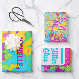 Feuille De Papier Cadeau Parties scintillant Slime coloré Anniversaire Papi