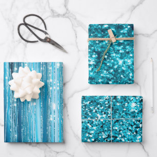 Feuille De Papier Cadeau Parties scintillant Turquoise Aqua Glam