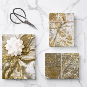 Feuille De Papier Cadeau Parties scintillant vintage de Motif Floral Emboss