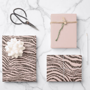 Feuille De Papier Cadeau Parties scintillant Zèbre Brown au chocolat à la b