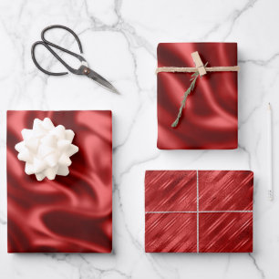 Feuille De Papier Cadeau Passion Red Faux Satin Mariage