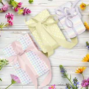 Feuille De Papier Cadeau Pastel arc-en-ciel jeu jaune 3