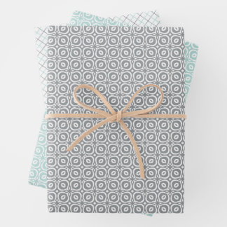Feuille De Papier Cadeau Pastel combination of Retro Gray, Mint, Geometric