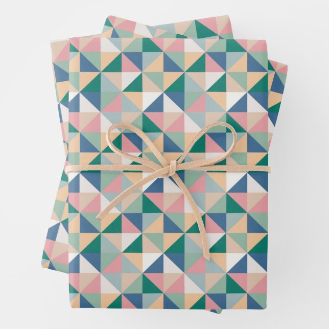 Feuille De Papier Cadeau Pastel de Pâques du Motif géométrique (En situation)