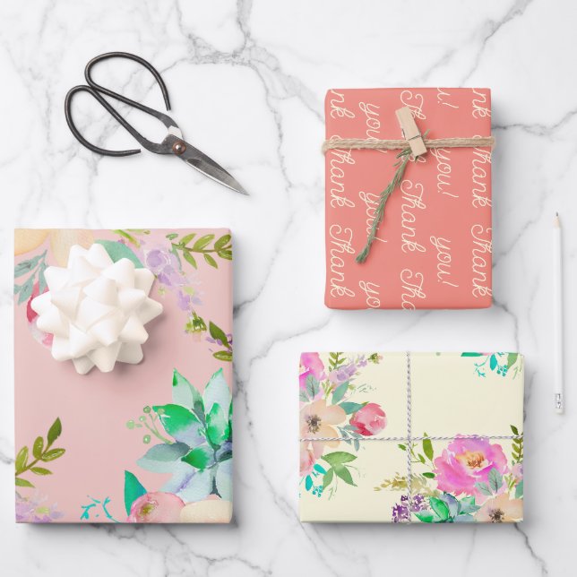 Feuille De Papier Cadeau Pastel English Garden Fête des mariées (Recto)