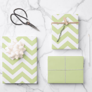 Feuille De Papier Cadeau Pastel Green & White Chevron Mariage Anniversaire