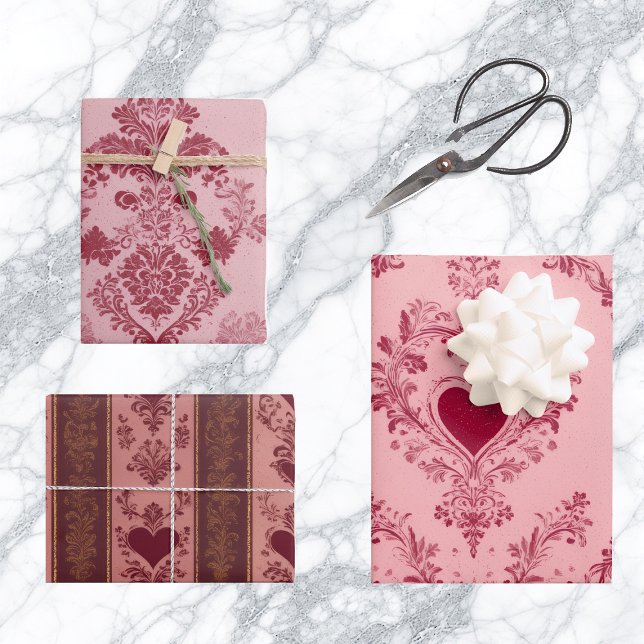 Feuille De Papier Cadeau Pastel Heart Motif Delicate Floral Pattern Elegant (Pastel Heart Motif Delicate Floral Pattern Elegant Wrapping Paper Sheets)