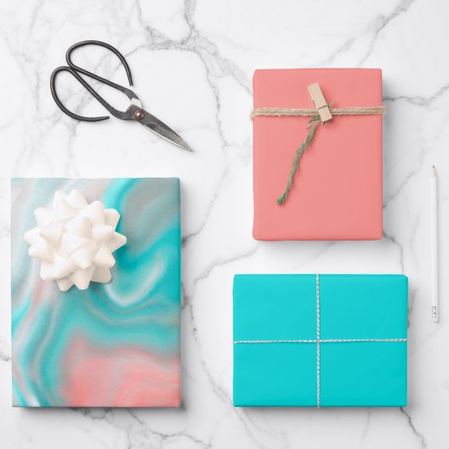 Feuille De Papier Cadeau Pastel Marble Abstrait (Recto)