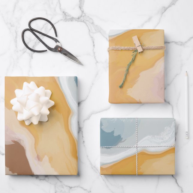 Feuille De Papier Cadeau Pastel Paint Édition Été Abstraite (Recto)