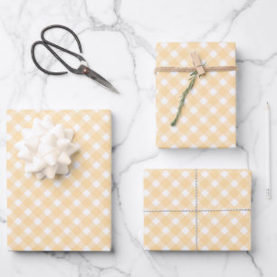 Feuille De Papier Cadeau Pastel Peach Orange En vichy Check Plaid Motif