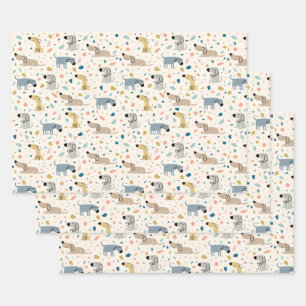 Feuille De Papier Cadeau Pastel Terrazzo Funny Mignonne Chien Motif