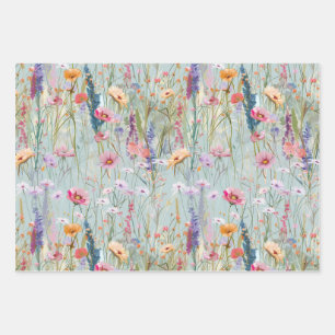 Feuille De Papier Cadeau Pastel Wildflower Wrapping Paper Set