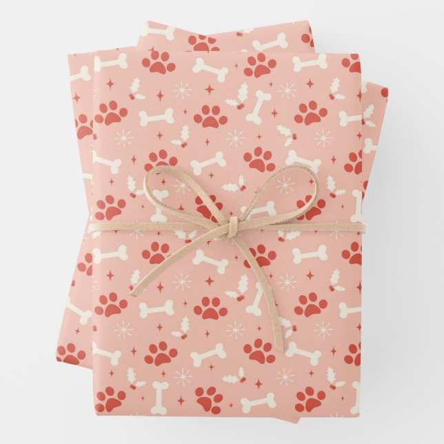 Feuille De Papier Cadeau Pâtes et os de Noël Motif (En situation)