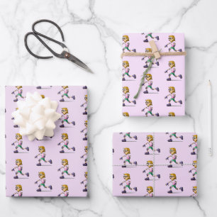 Feuille De Papier Cadeau Patinage à rouleaux Anniversaire fête rose