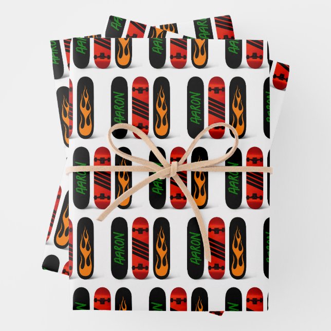Feuille De Papier Cadeau Patinage cool Skateboard Personnalisé (En situation)