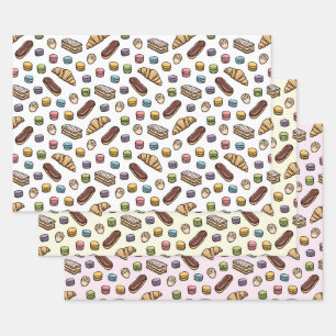 Feuille De Papier Cadeau Pâtisseries françaises Macaron Motif sucré