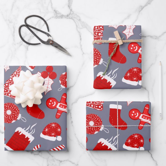 Feuille De Papier Cadeau Patters de Christmas (Recto)